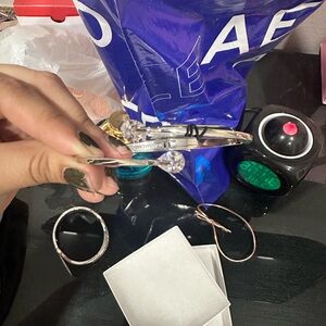 Rhinestone Silver Tone Double Bangle Bracelet Set - Clear Stones Givenchy